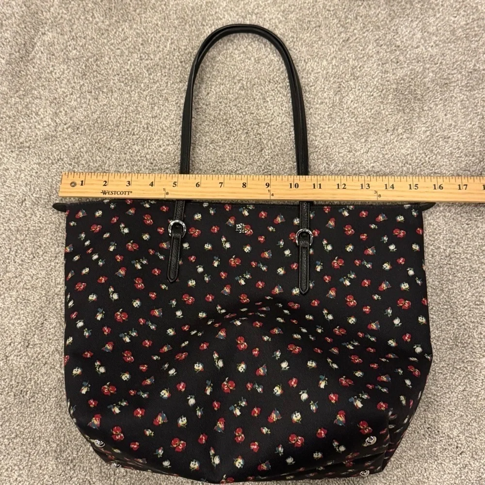 Lauren Ralph Lauren Black Floral Nylon Medium Keaton Tote EUC - Picture 11 of 12